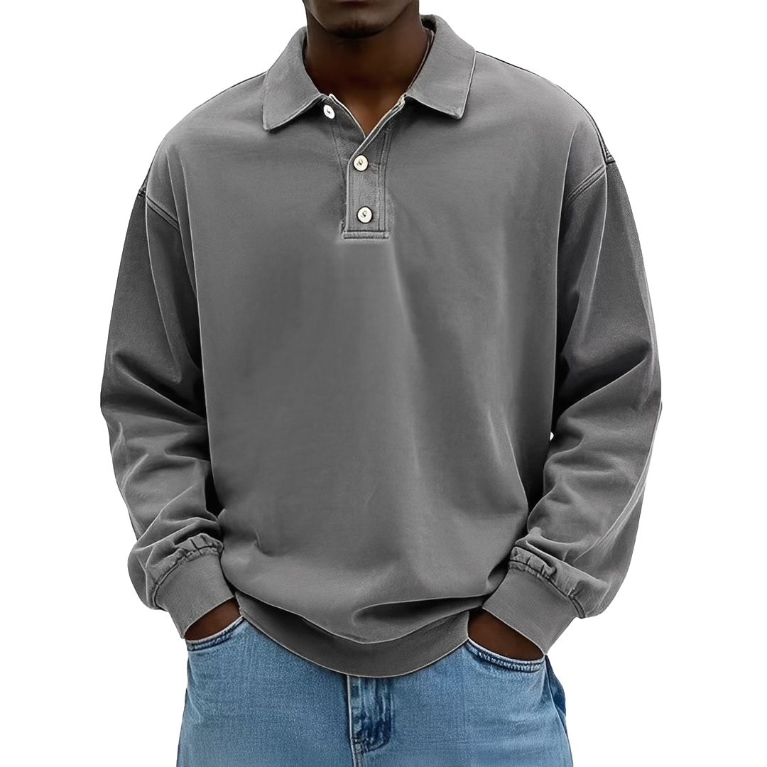 Lothaire - Vintage Langarm-Polo für Herren