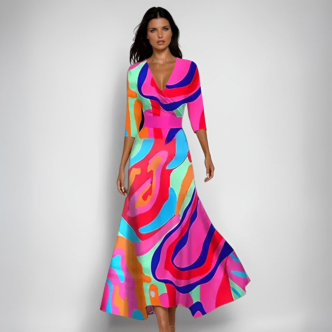 Delores - Maxikleid mit Blumenmuster und langen Ärmeln