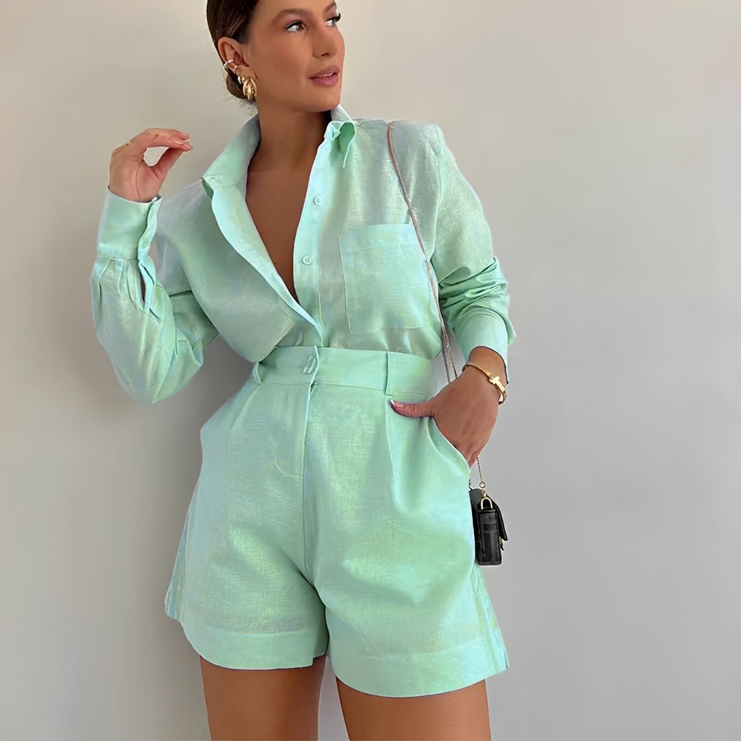 Yasin - Set mit langärmligem Top und lockeren Shorts