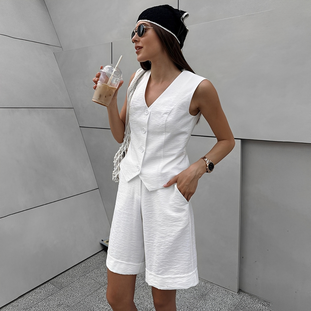 Ruth - Komfortables Set aus Weste und Shorts ohne Ärmel
