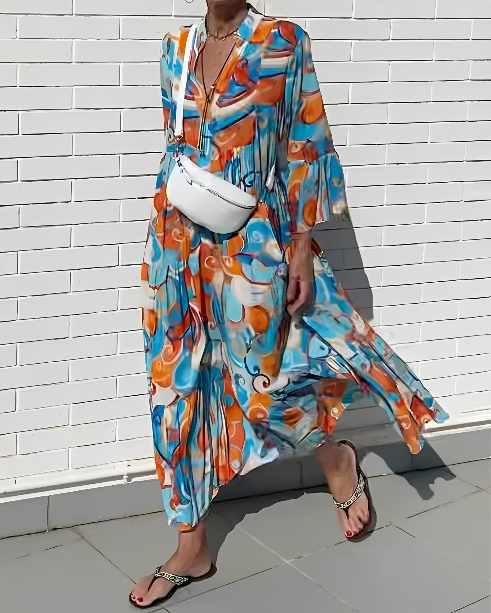Giana - Bequemes Midikleid mit V-Ausschnitt