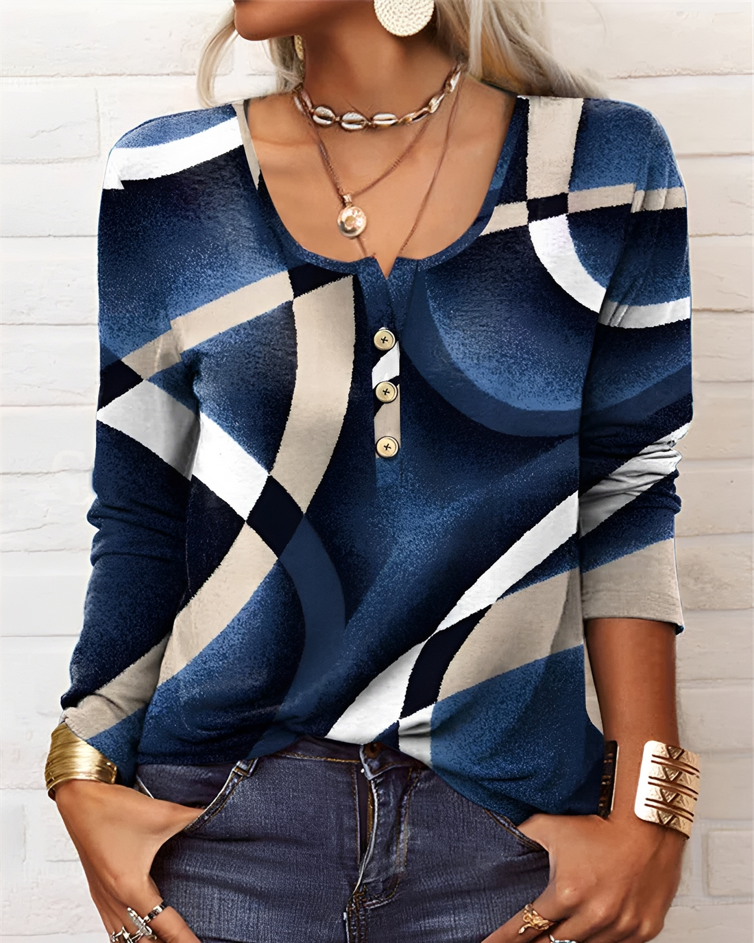 Alejandra - Modische Bluse mit halbem Knopfverschluss