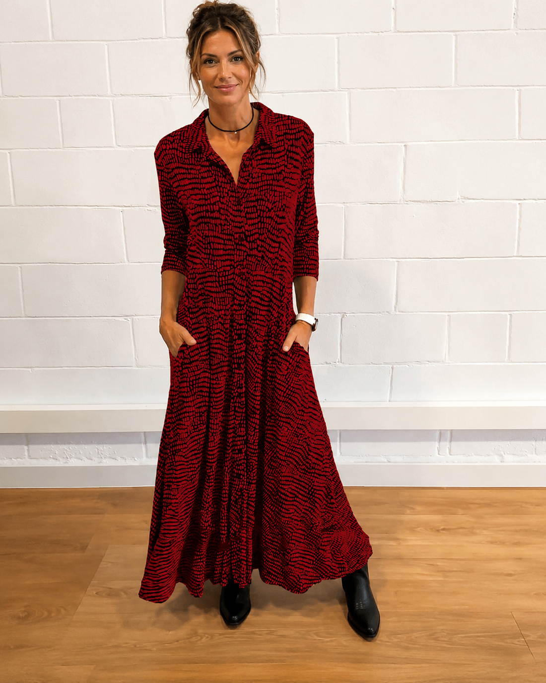 Damiana - Stilvolles Kleid mit V-Ausschnitt und Revers