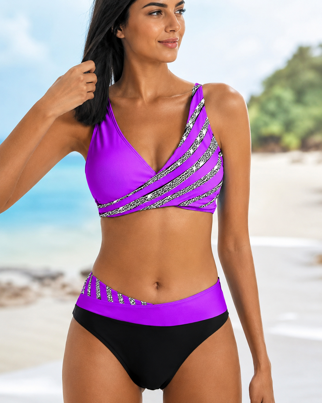 Deliana - Elegantes gestreiftes Bikini-Set