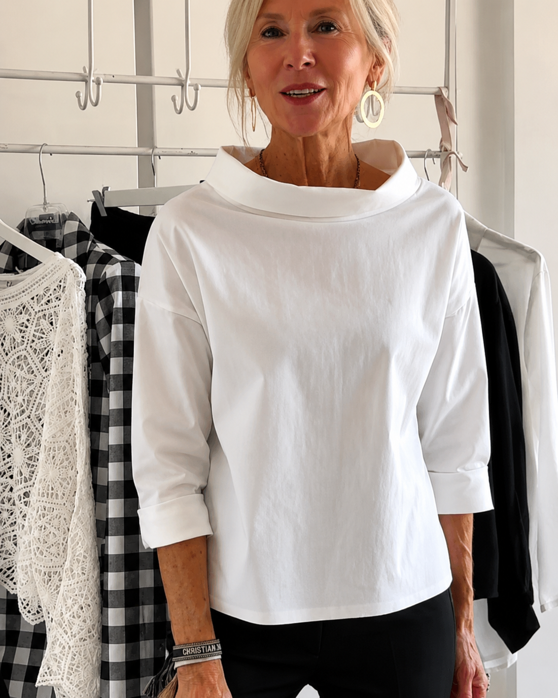 Elone - Stilvolle, weite Bluse mit Kragen