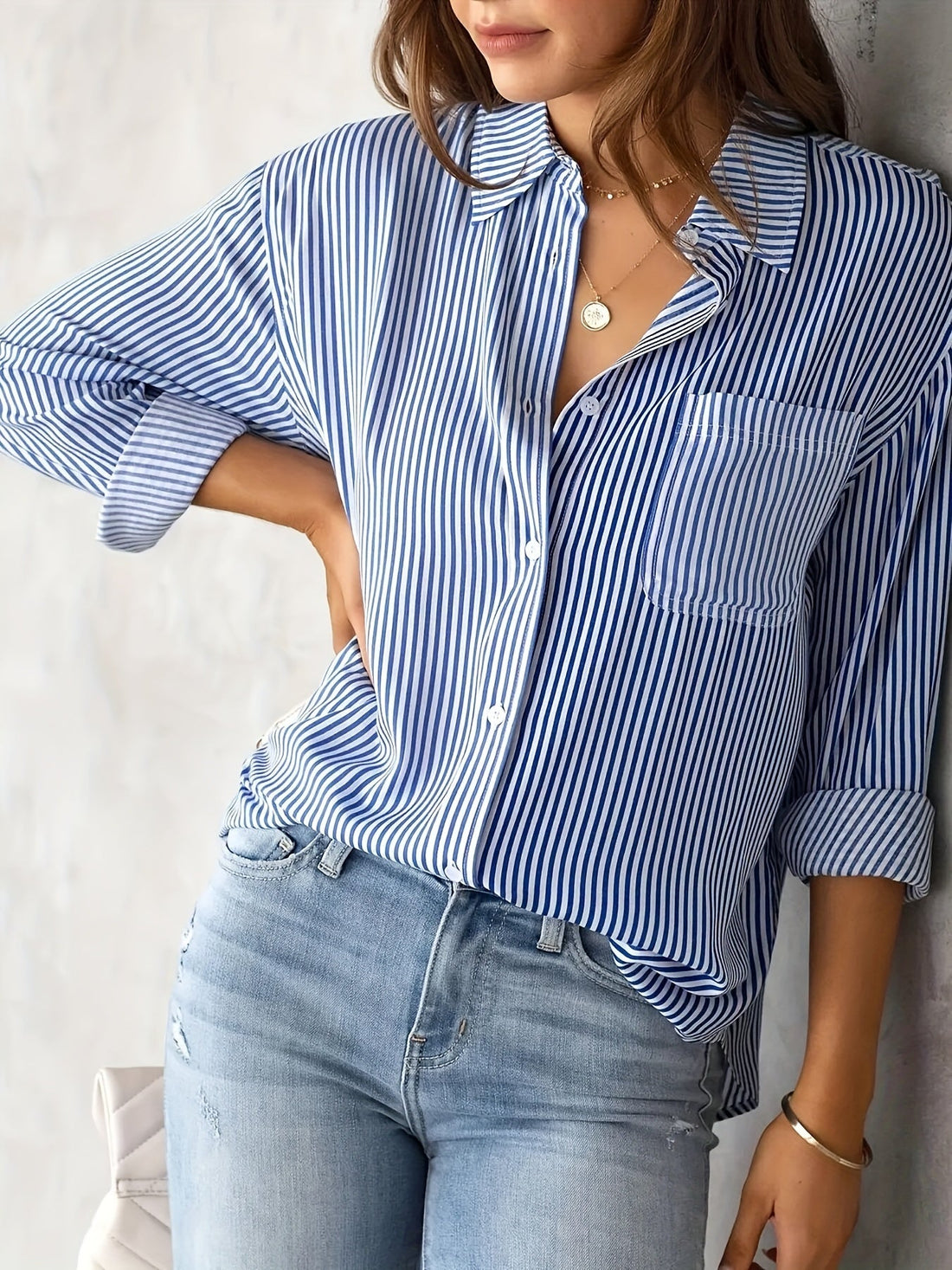 Nancy - Entspanntes, langärmeliges Damen-Shirt mit Streifen