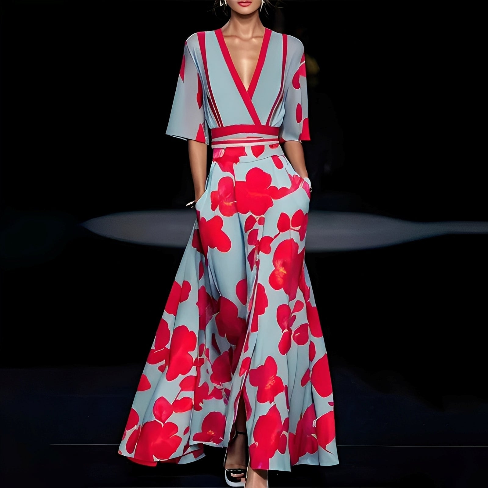 Debora - Langes Kleid mit Blumenmuster für Damen