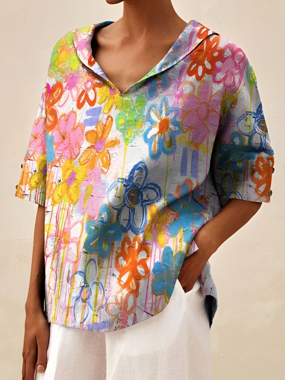 Angie - Lässige, weit geschnittene Damenbluse