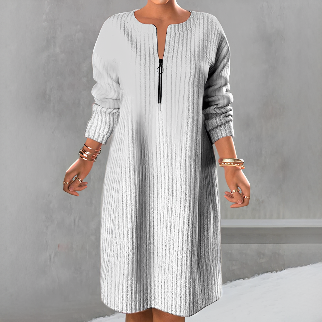 Marion - Elegantes Zip-Kleid mit langen Ärmeln