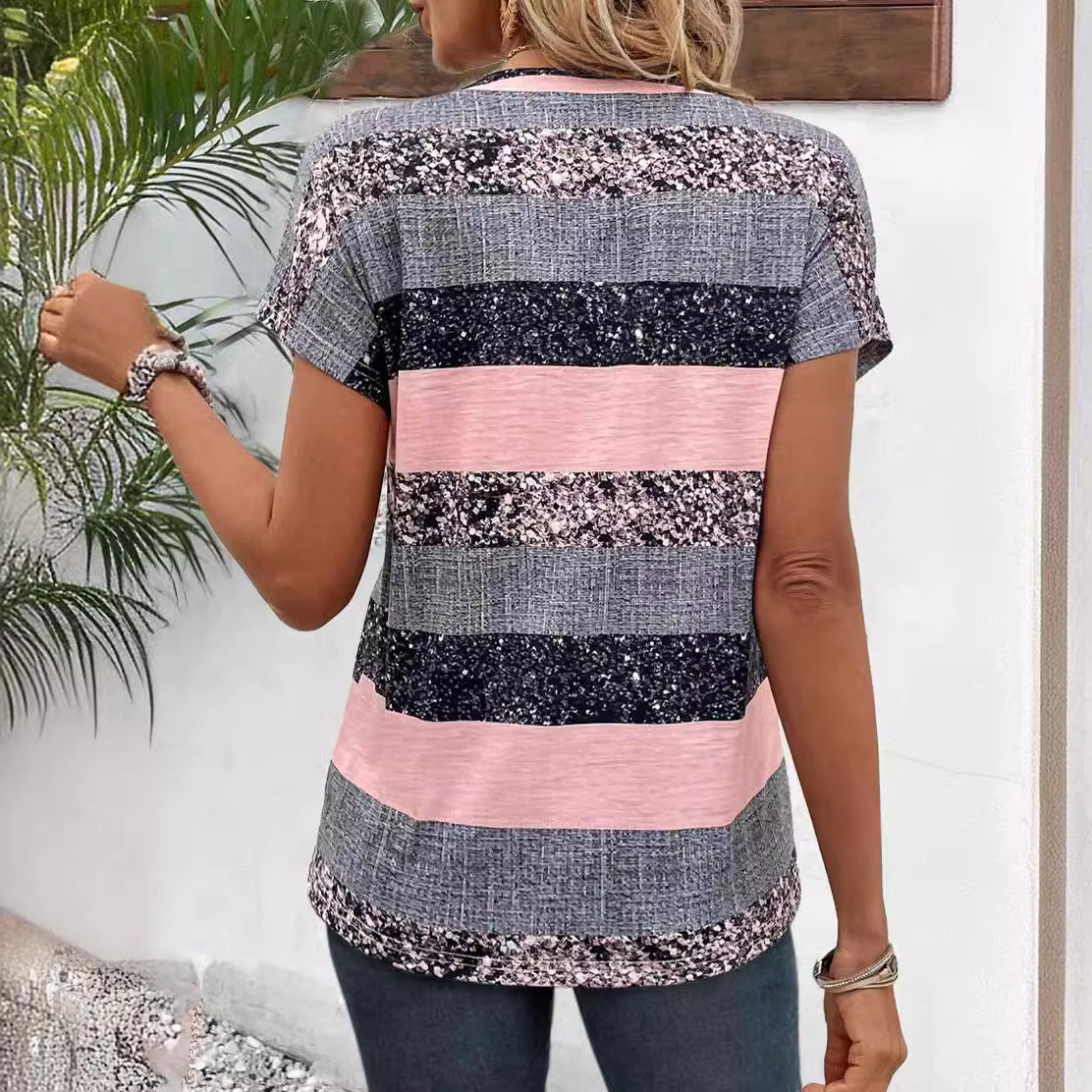 Poppie - Modische gestreifte Bluse