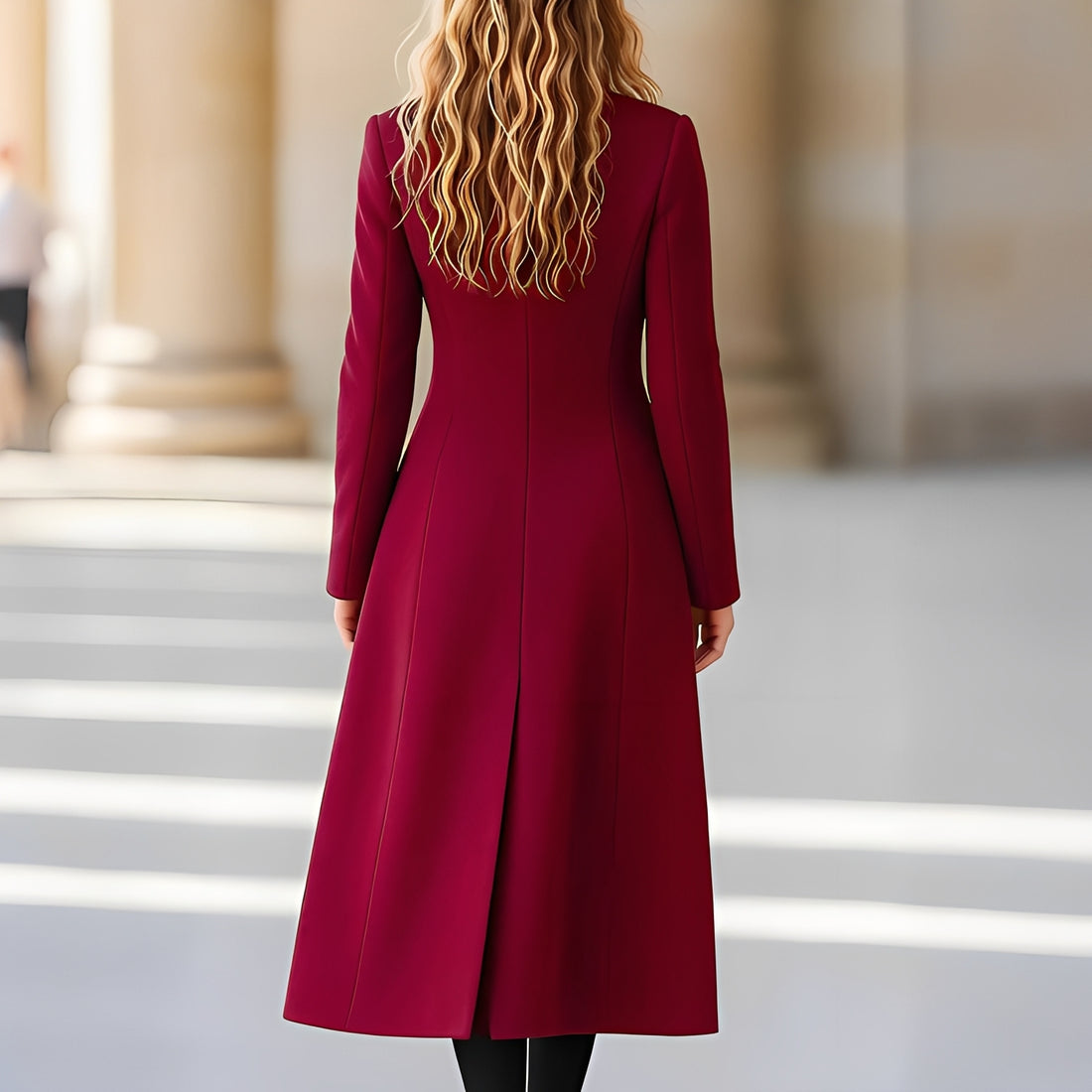 Chrissy - Modischer langer Zweireihermantel für Damen