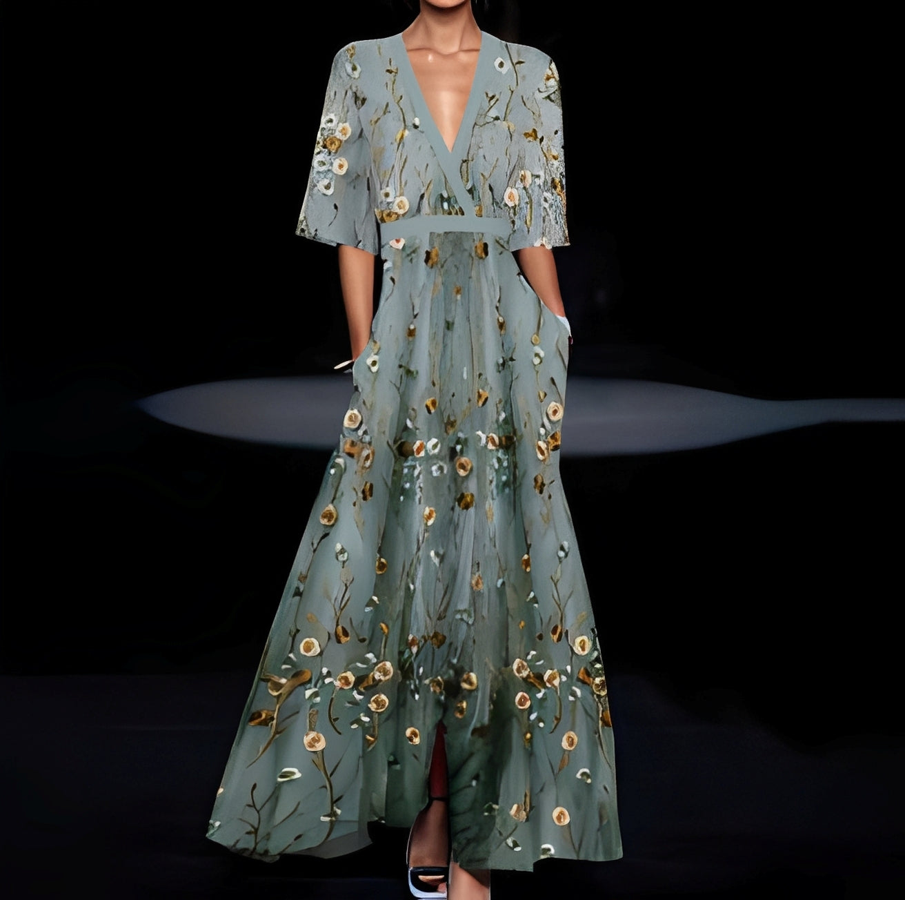Debora - Langes Kleid mit Blumenmuster für Damen
