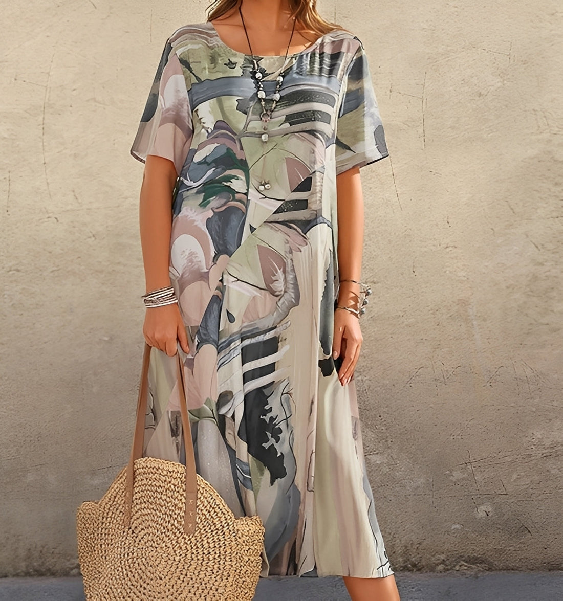 Alexa - Trendiges Damenkleid mit Druck und lockerem Schnitt