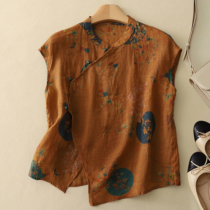 Diana - Ärmellose Bluse mit Blumenmotiv