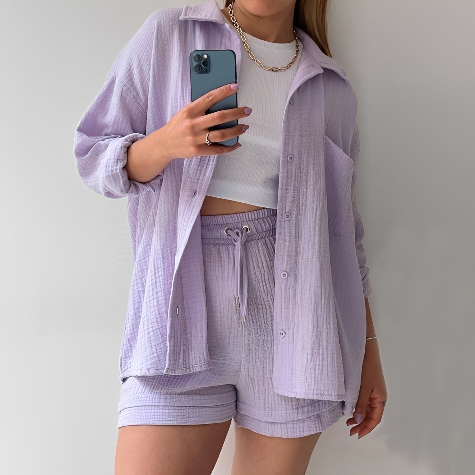 Julia - Bequemes Set mit Reverskragen und Hoher Taille für Damen