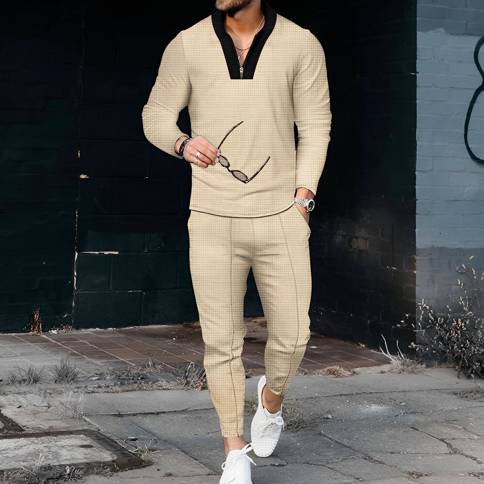 Andrew - Eleganter Herren-Trainingsanzug mit Waffelmuster