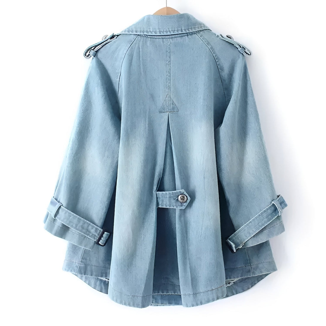 Faye - Eleganter Cape-Mantel im Denim-Look