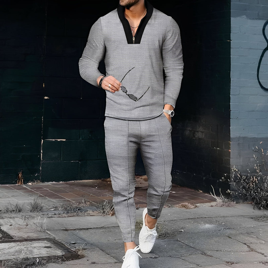 Andrew - Eleganter Herren-Trainingsanzug mit Waffelmuster