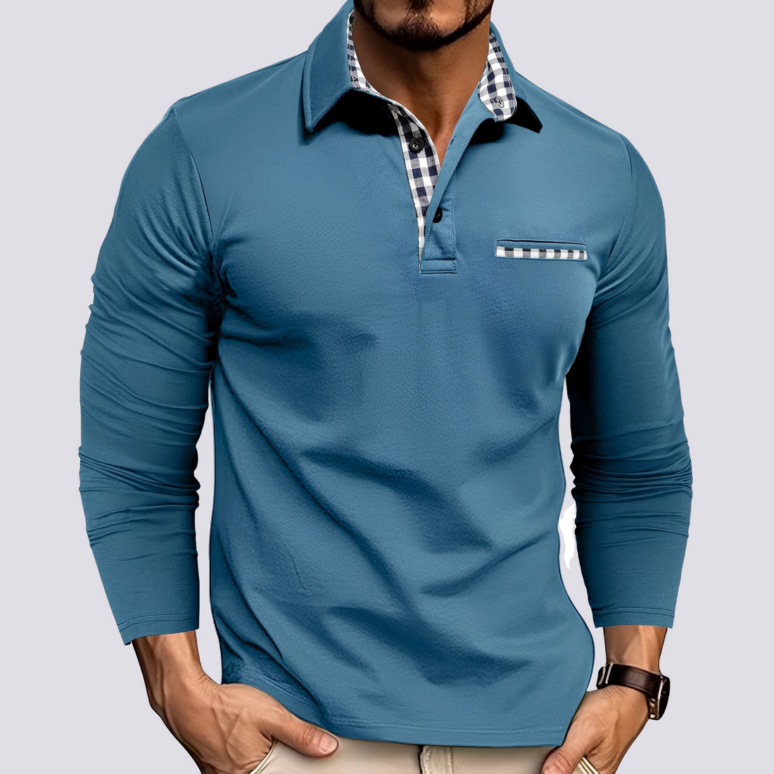 Mark – Herren-Poloshirt – Langarm-Freizeithemden