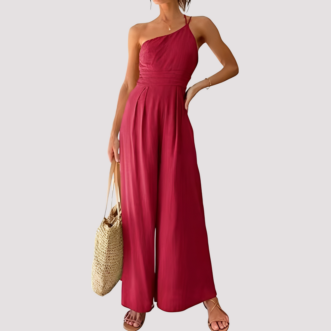 Carla - Eleganter Ein-Schulter-Jumpsuit mit weitem Bein für Damen