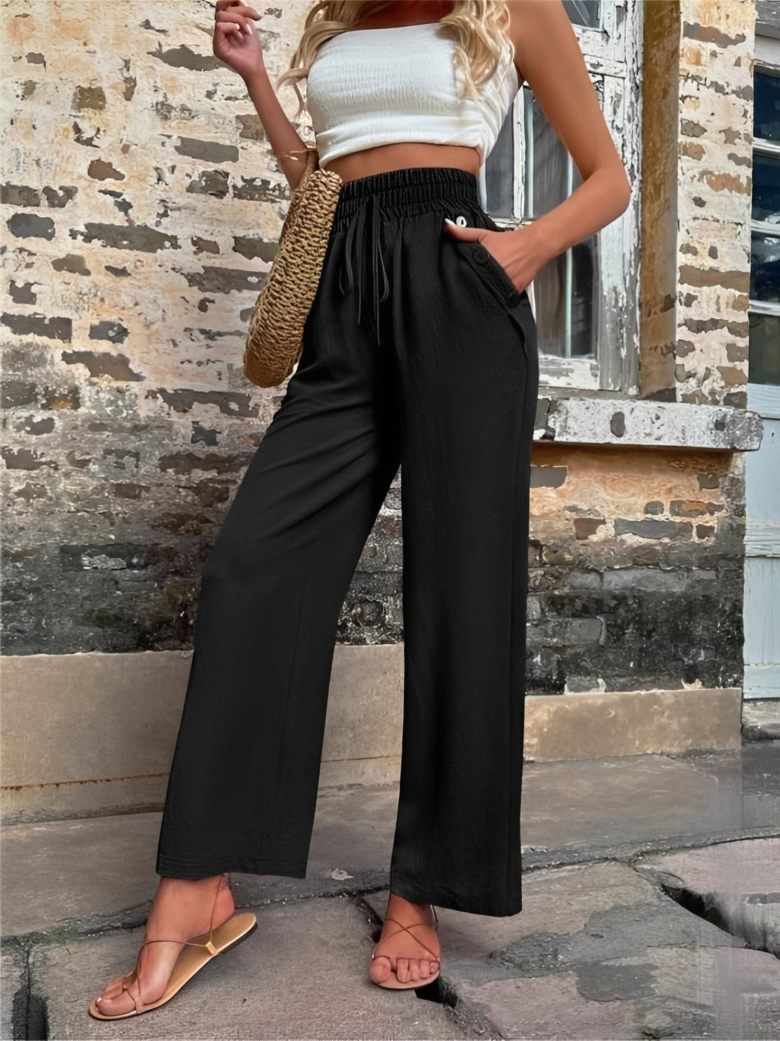 Allie - Modische Damenhose mit lockerem Schnitt und hohem Bund