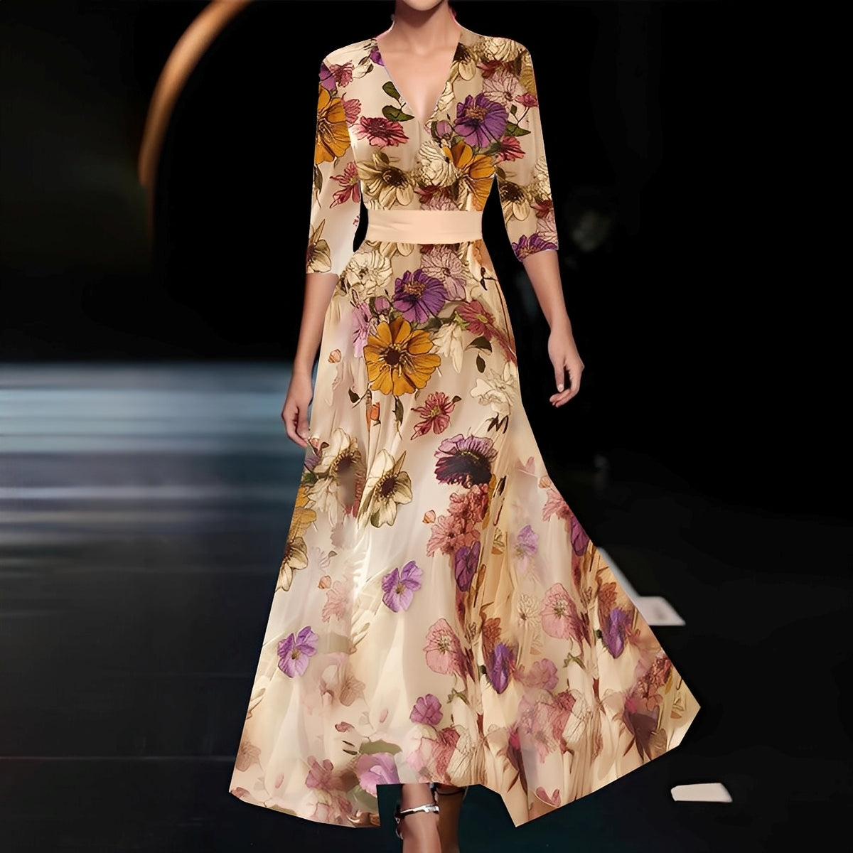 Debora - Langes Kleid mit Blumenmuster für Damen