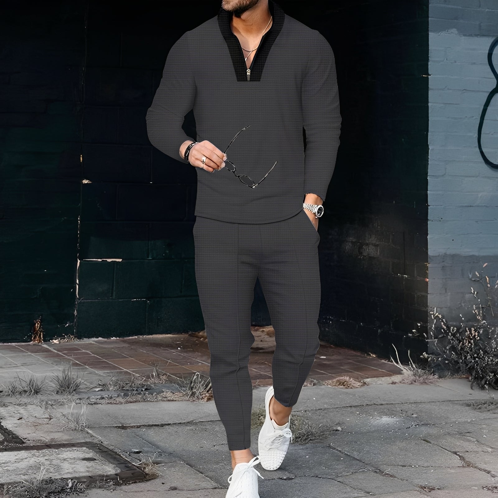 Andrew - Eleganter Herren-Trainingsanzug mit Waffelmuster