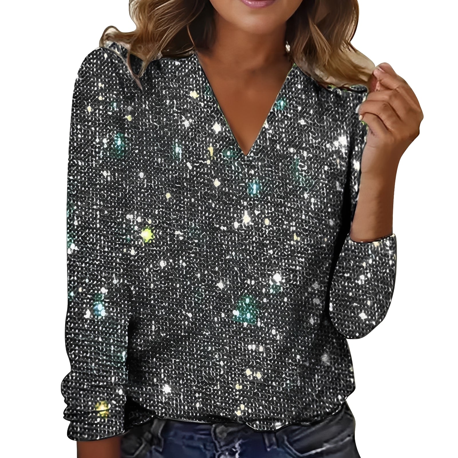 Caroline - Stilvolle, funkelnde Bluse für Damen