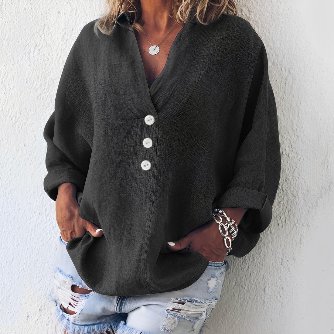 Sandra - Bequemes Damen-Langarmhemd