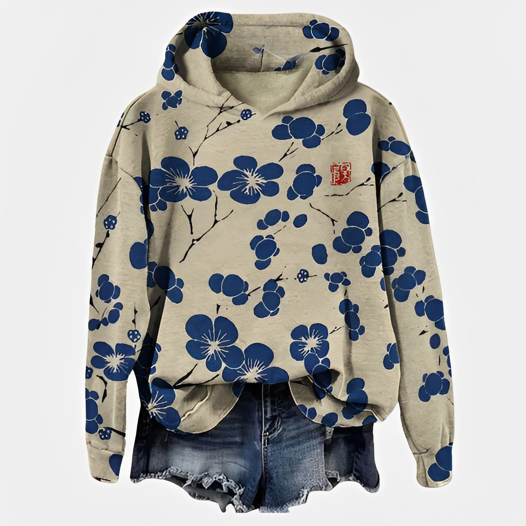 Emelyn - Ein Pullover mit Kapuze und Blumenmuster für Damen