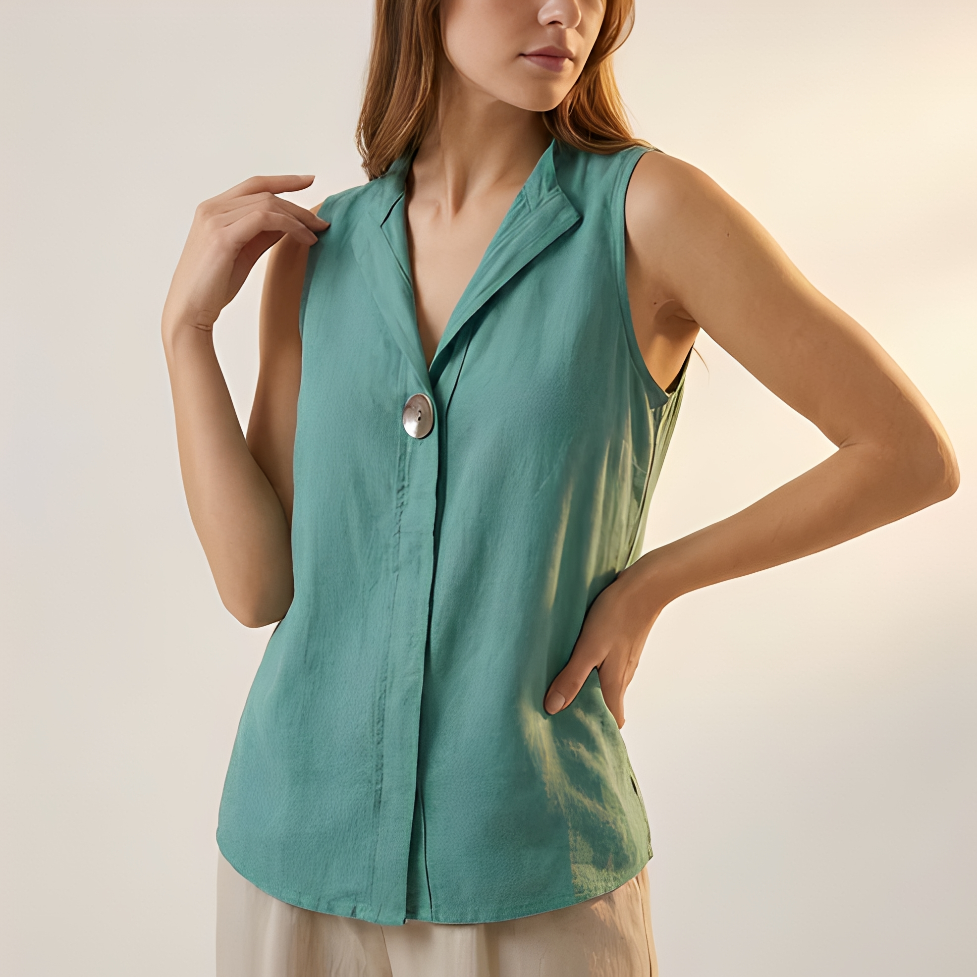 Janice - Ärmellose Damenbluse mit lässiger Passform