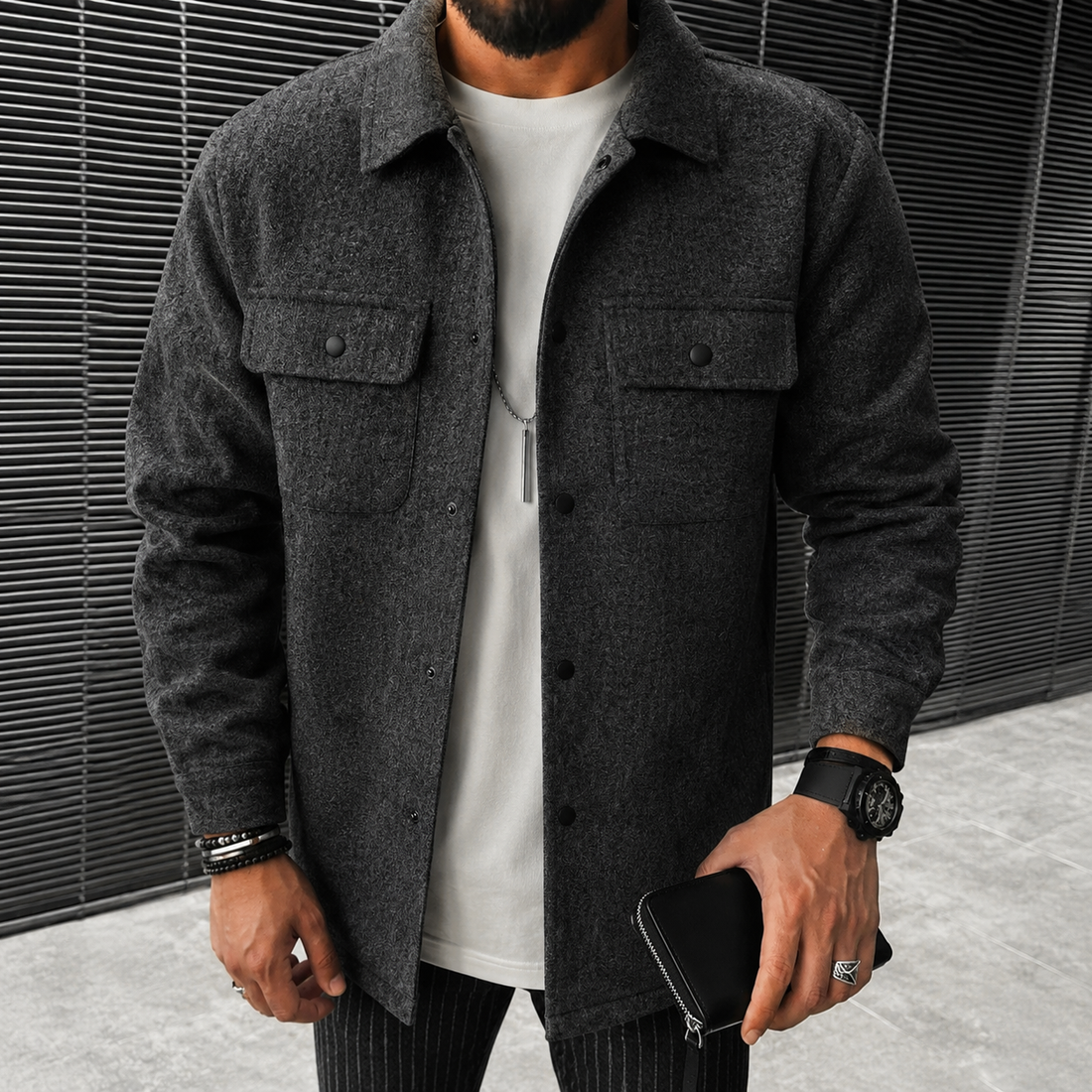 Finn - Lässiges Herren-Overshirt mit Knopfleiste