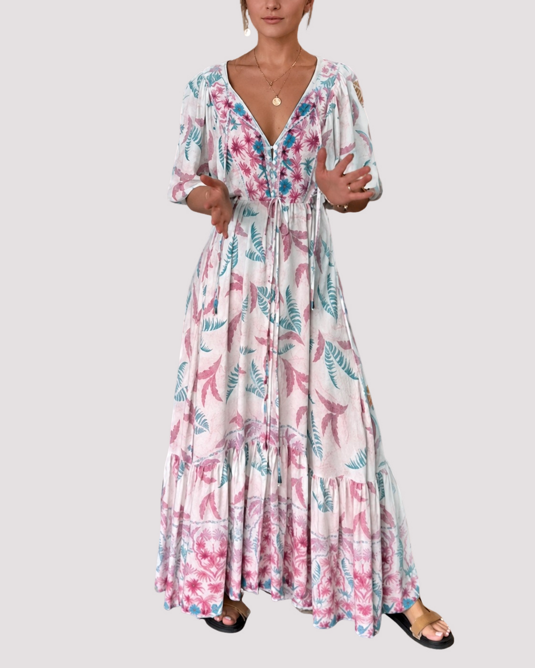 Ashley - Langes Maxikleid mit floralem Design