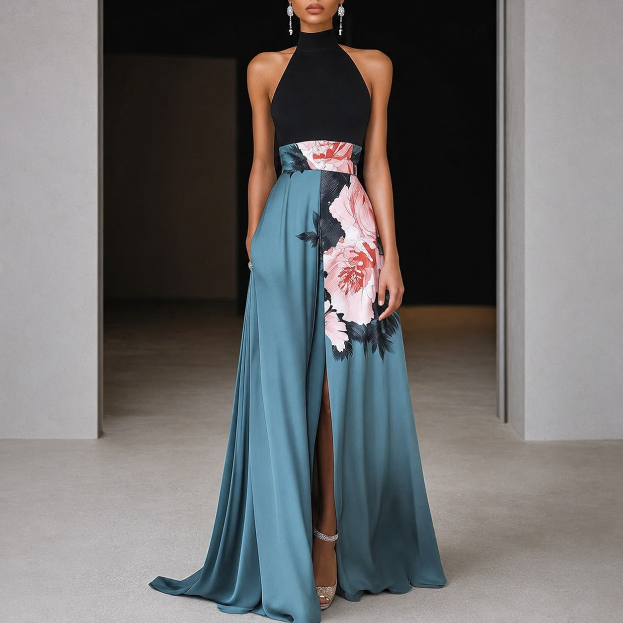 Annie - Ärmelloses Maxikleid mit Blumendesign