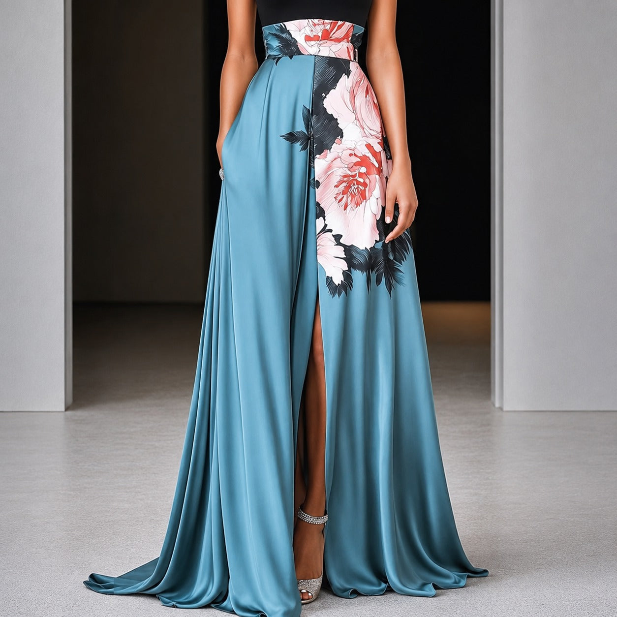Annie - Ärmelloses Maxikleid mit Blumendesign