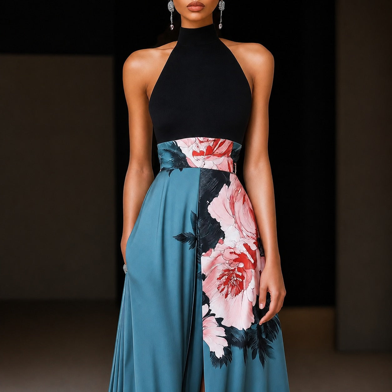 Annie - Ärmelloses Maxikleid mit Blumendesign
