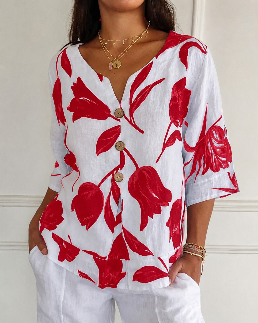 Chiara - Elegante Blumenschluppenbluse