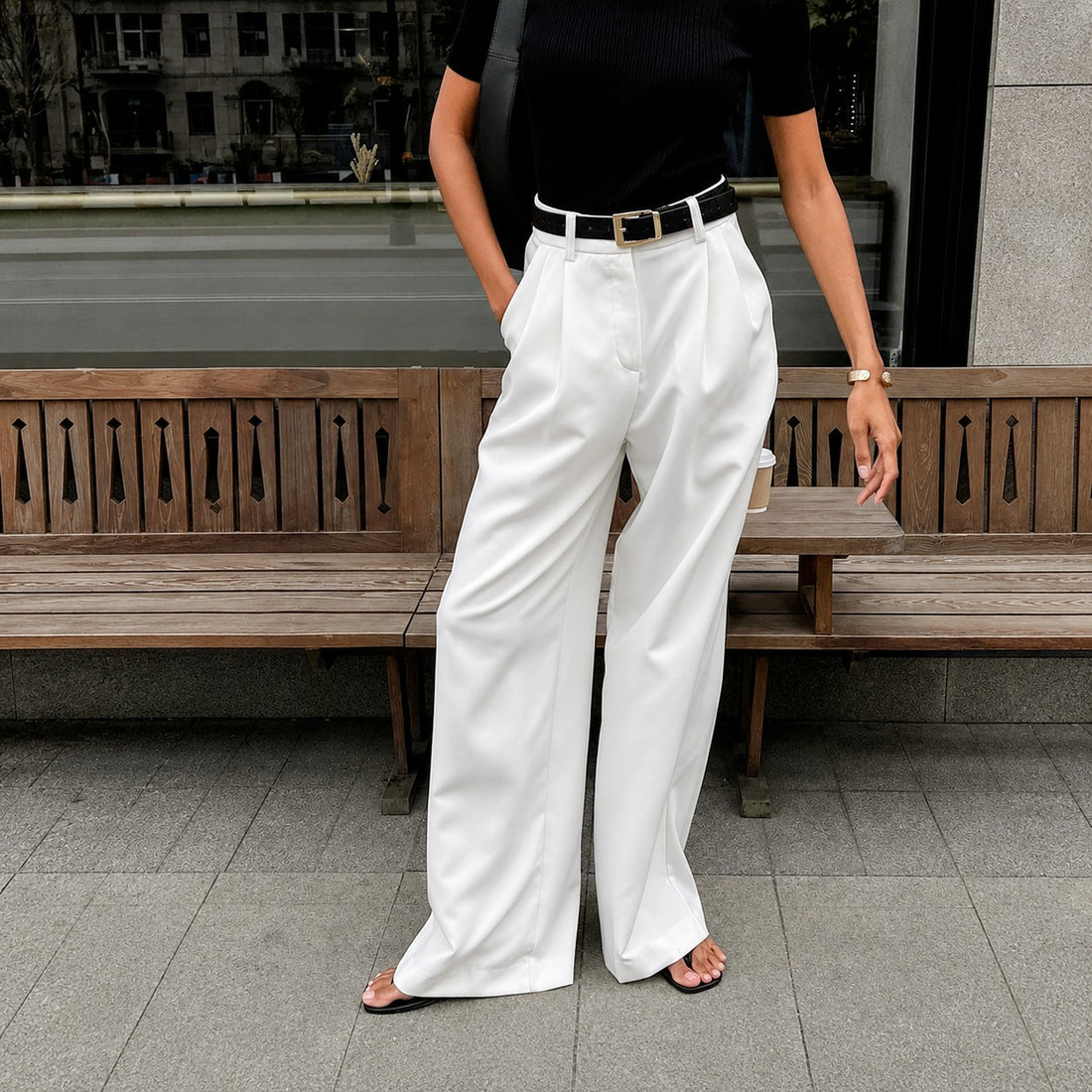 Marlene - Hose mit weitem Bein ohne Gürtel
