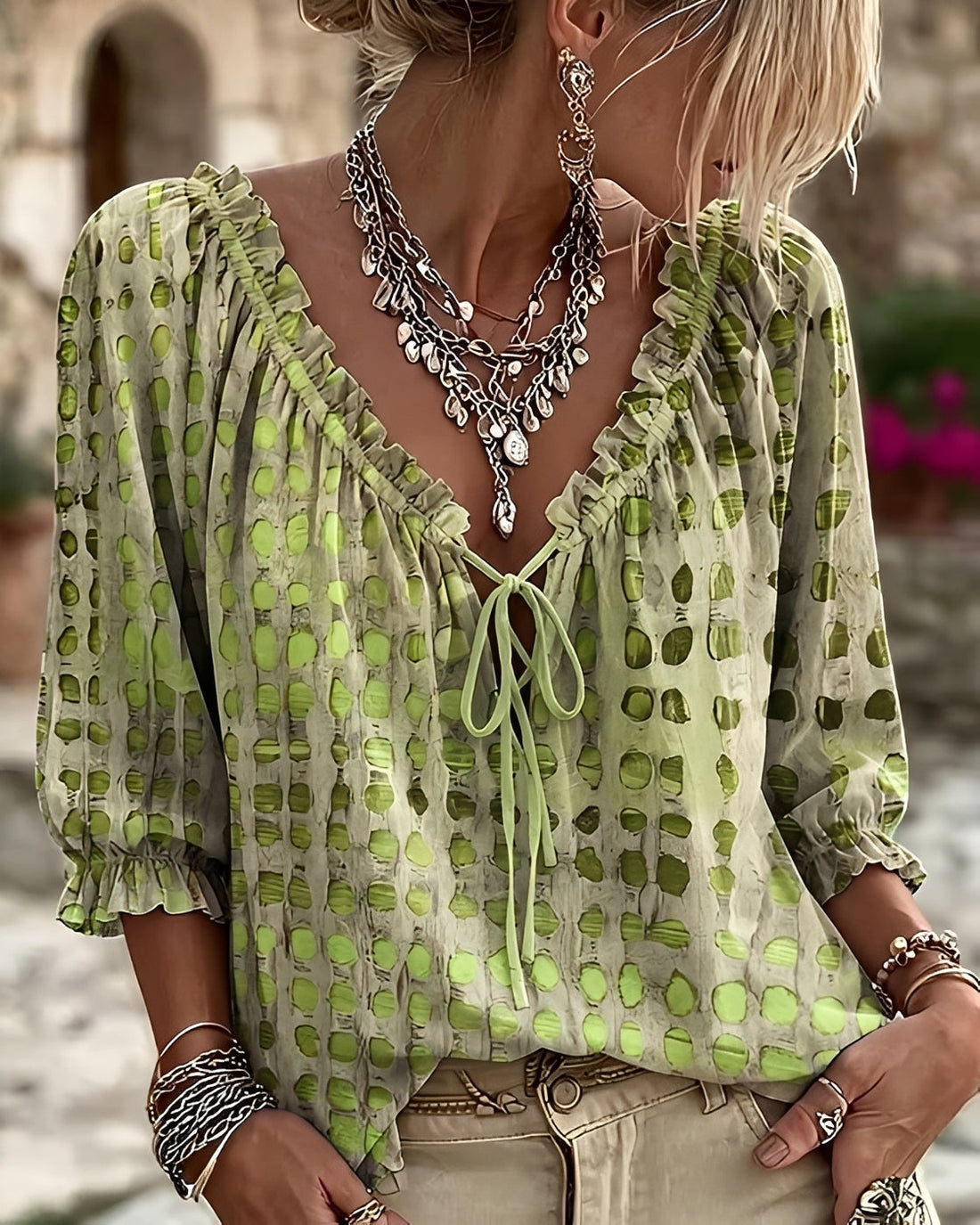 Candice - Modische Bluse mit Punktemuster