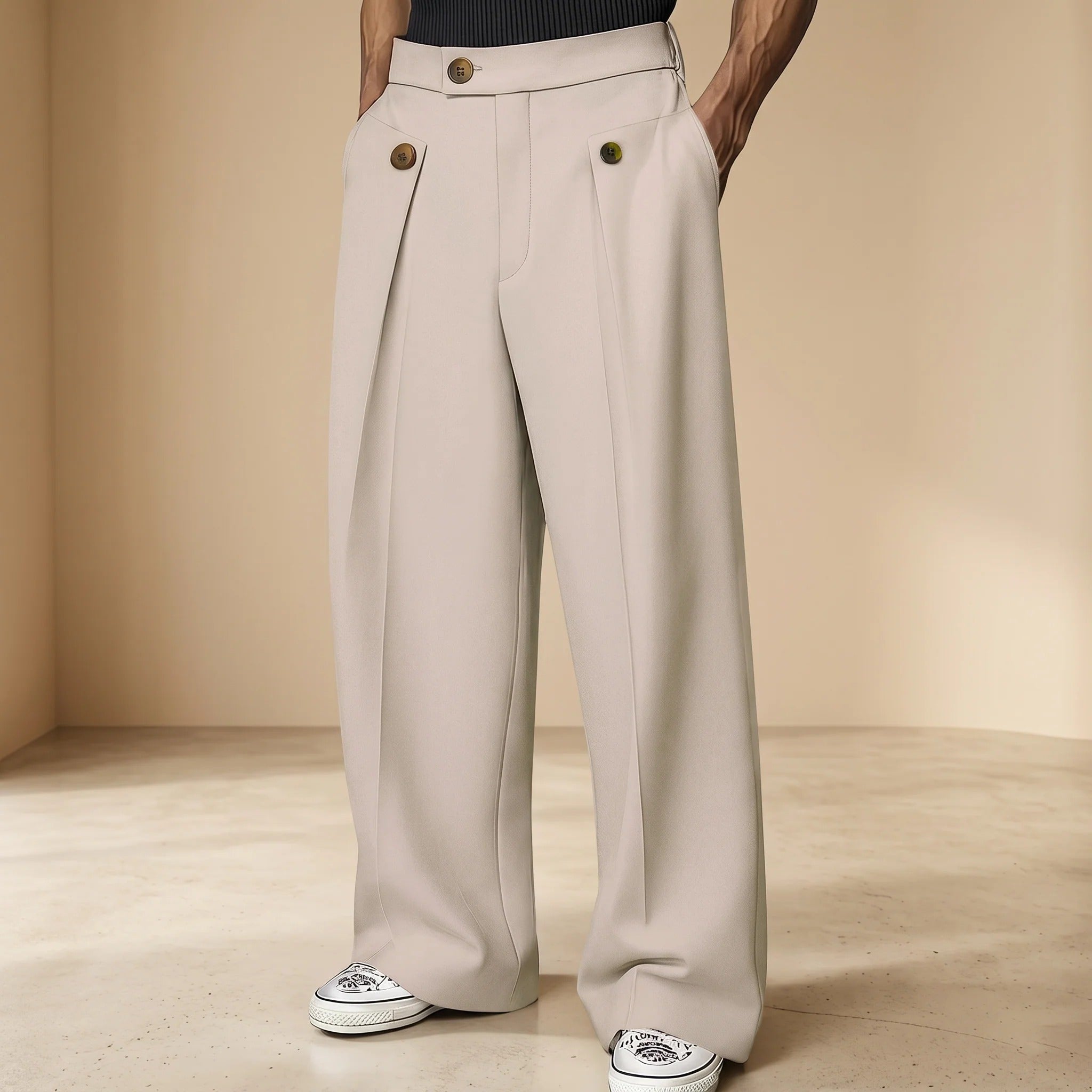 John - Modische Hose mit weitem Schnitt und hohem Bund