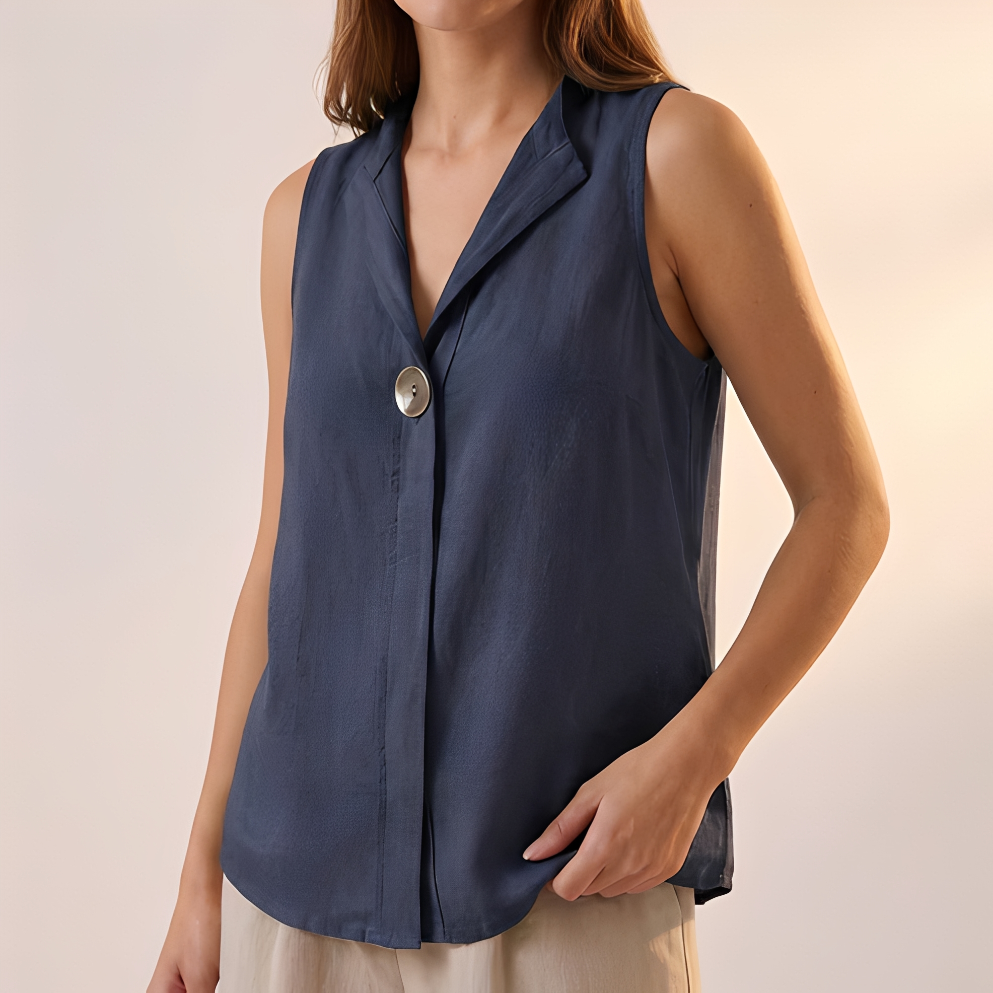 Janice - Ärmellose Damenbluse mit lässiger Passform
