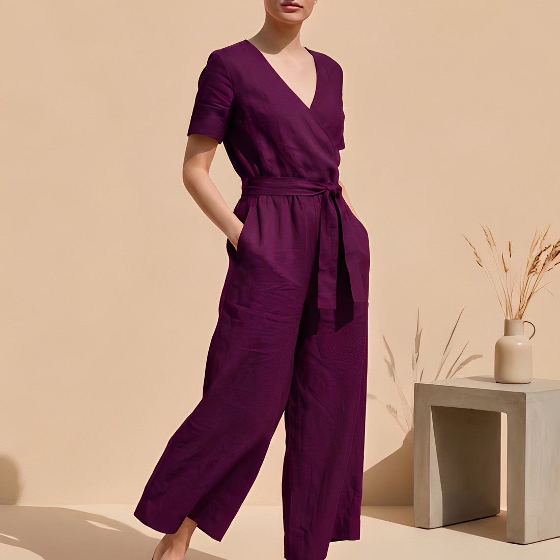 Charliya - Eleganter Damen-Overall mit Frontbindung