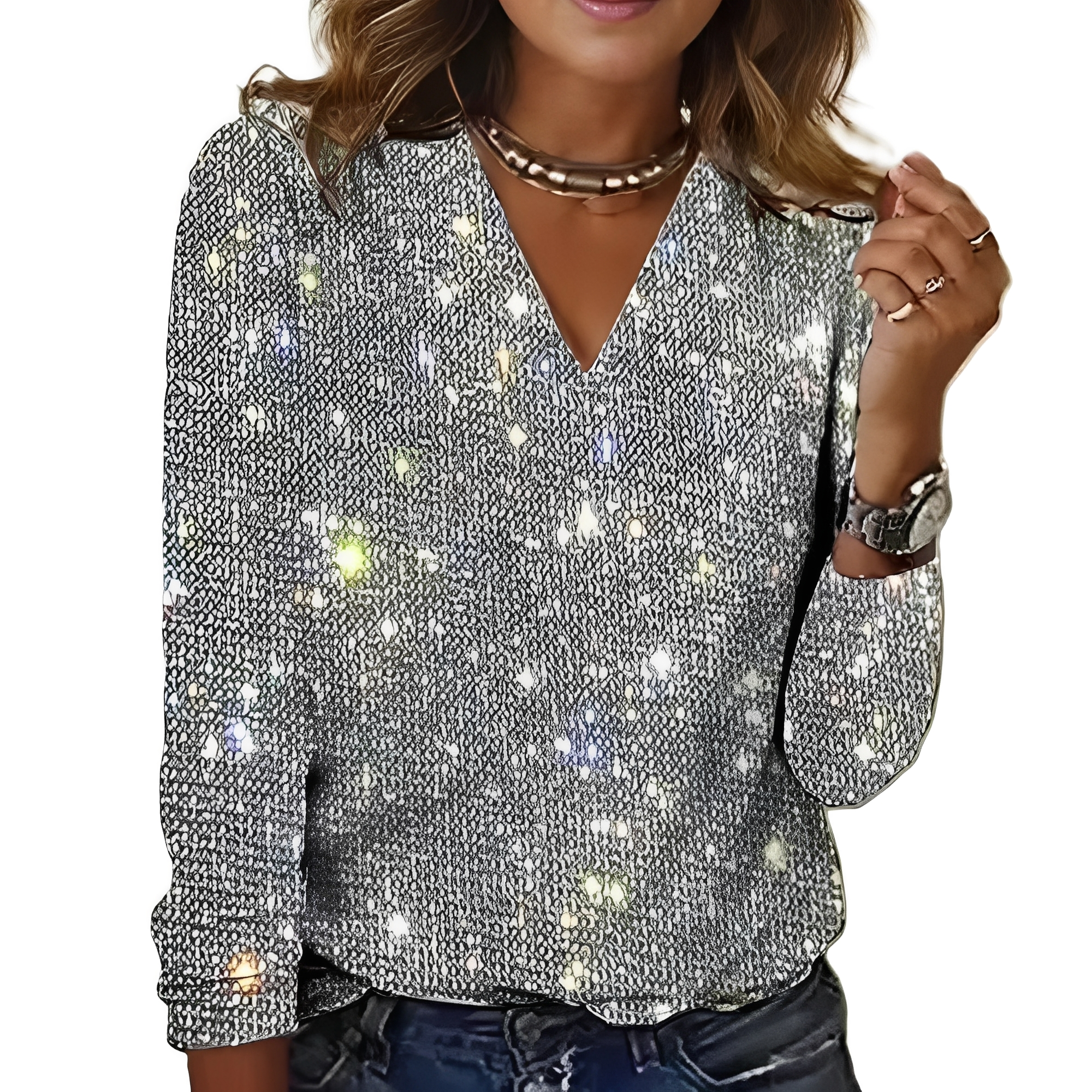 Caroline - Stilvolle, funkelnde Bluse für Damen