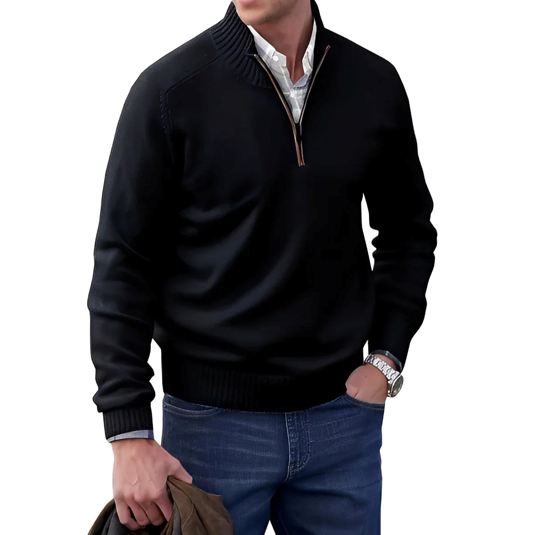 Gabriel - Lässiger Herrenpullover mit Reißverschluss