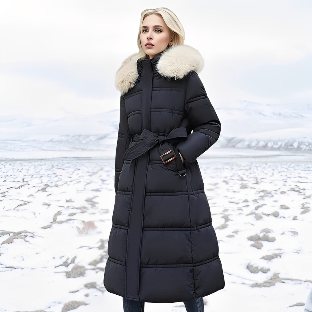 Hannah - Eleganter, langer Damen-Daunenmantel mit Futter