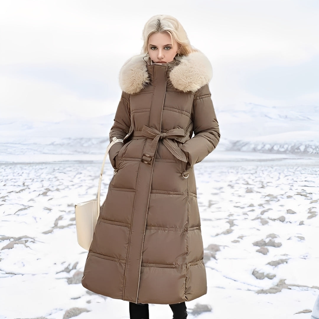 Hannah - Eleganter, langer Damen-Daunenmantel mit Futter