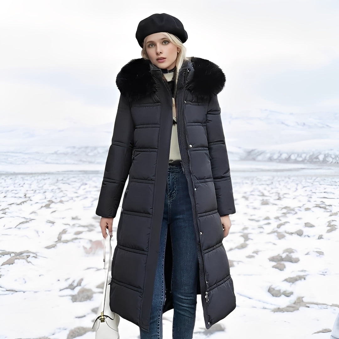 Hannah - Eleganter, langer Damen-Daunenmantel mit Futter