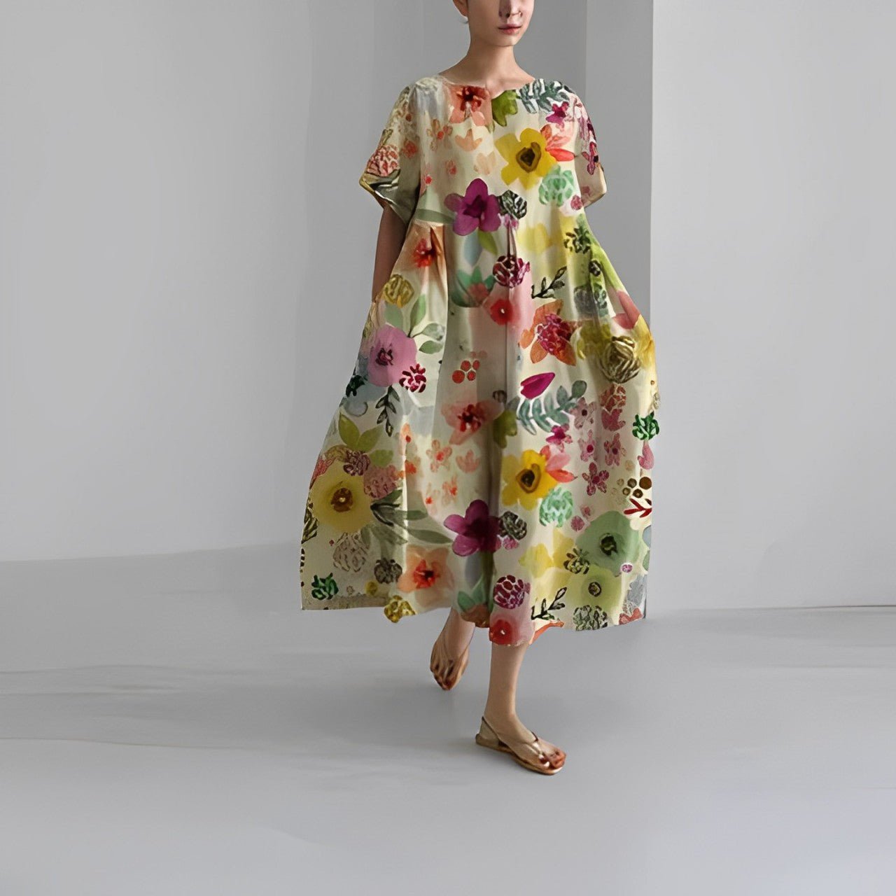 Naomi - Boho-Maxikleid mit Blumen, perfekt für den Frühling