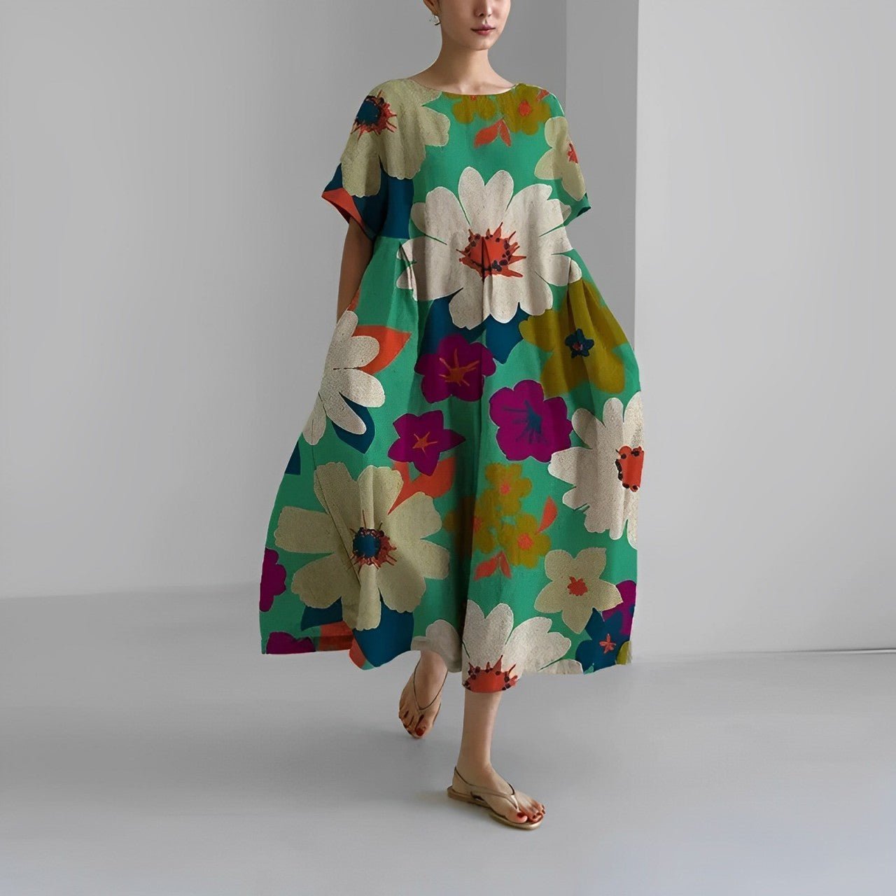 Naomi - Boho-Maxikleid mit Blumen, perfekt für den Frühling