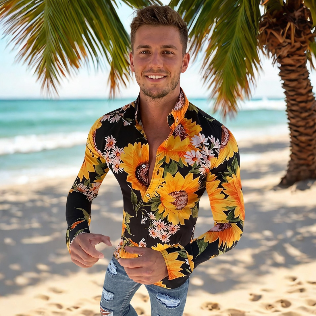 Denzel - Langarmhemd mit Blumenmuster